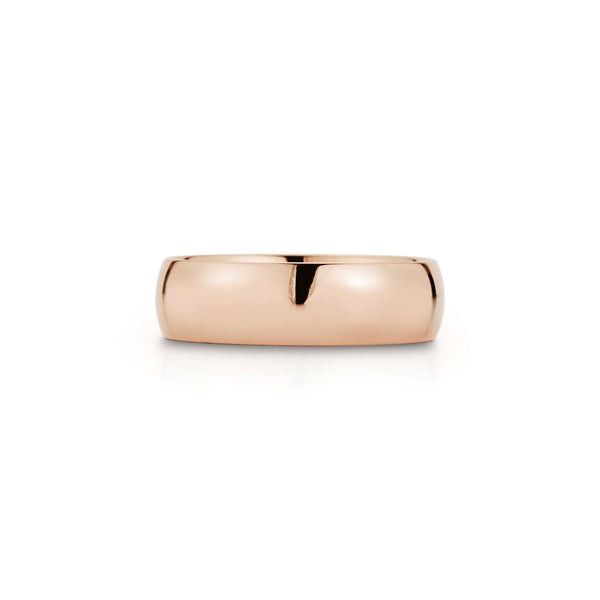 Rose Gold-2^Men's Wedding Bands: 6mm Mens Half Round Comfort Fit Wedding Band in Rose Gold