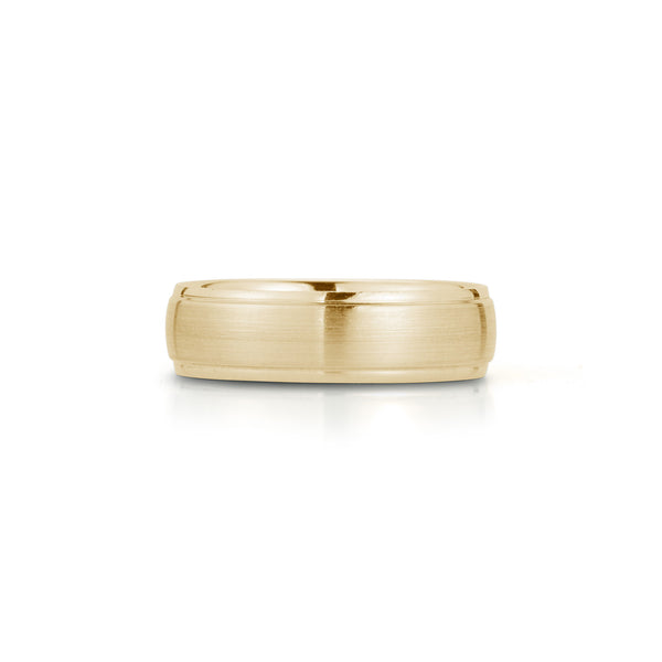 Yellow Gold-2^Men's Wedding Bands: 6mm Mens Half Round Beveled Edge Wedding Band in Yellow Gold