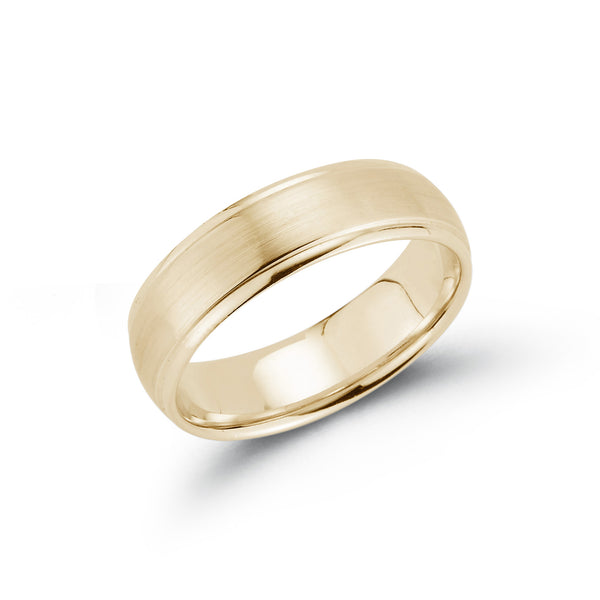 Yellow Gold-1^Men's Wedding Bands: 6mm Mens Half Round Beveled Edge Wedding Band in Yellow Gold