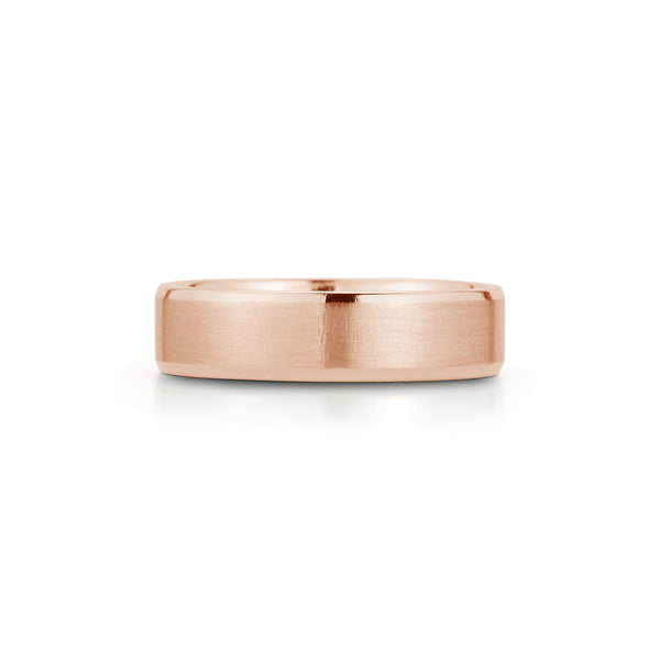 Rose Gold-3^Men's Wedding Bands: 6mm Mens Beveled Edge Wedding Band in Rose Gold