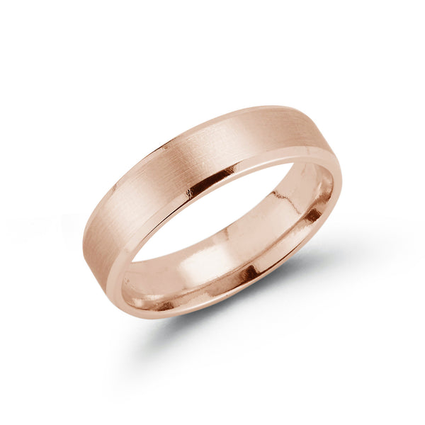 Rose Gold-1^Men's Wedding Bands: 6mm Mens Beveled Edge Wedding Band in Rose Gold