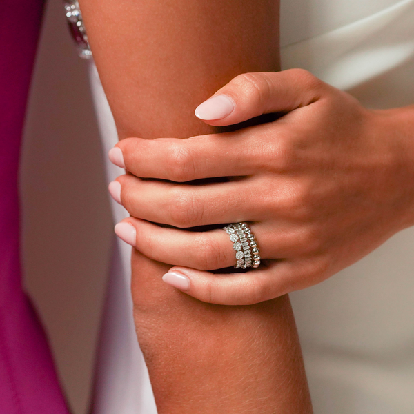 White Gold-3^Stackable Rings: Poppy Rae Large Pebble Ring in White Gold