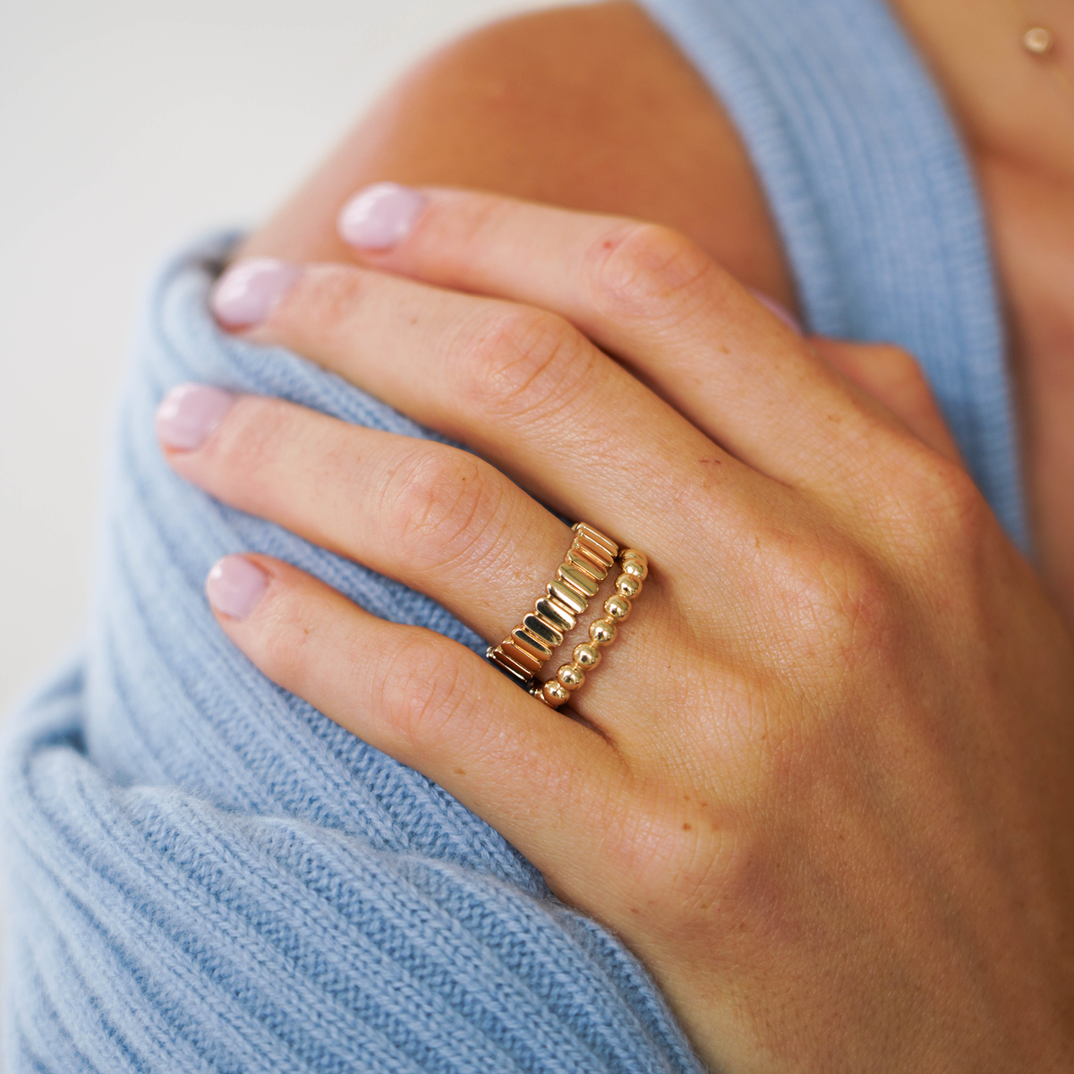 Rose Gold-3^Stackable Rings: Poppy Rae Large Pebble Ring in Rose Gold