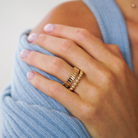 Yellow Gold-2^Stackable Rings: Poppy Rae Large Pebble Ring in Yellow Gold