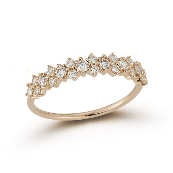 Rose Gold-1^Diamond Stacking Rings: Vivian Lily Array Ring in Rose Gold