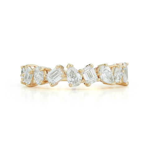 Yellow Gold-1^Stackable Rings: DRD 9 Stone Multi-Shape Ring in Yellow Gold