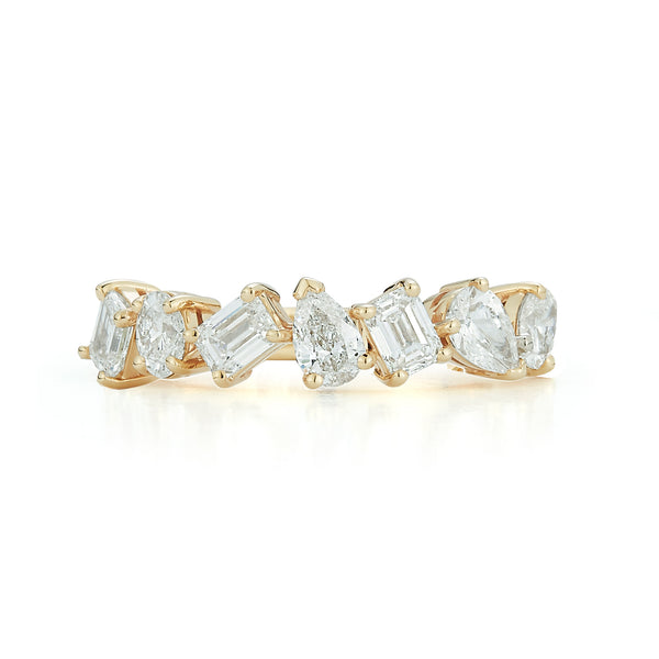 Yellow Gold-1^Stackable Rings: DRD 7 Stone Multi-Shape Ring in Yellow Gold