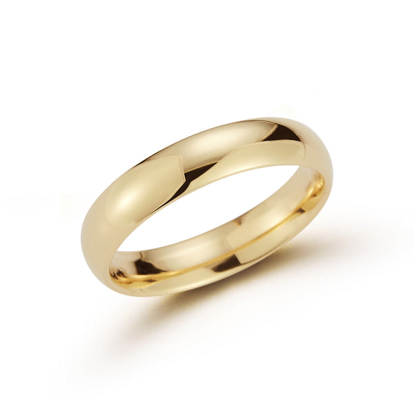 Yellow Gold-1^Men's Wedding Bands: 5mm Mens Half Round Comfort Fit Wedding Ban in Yellow Gold