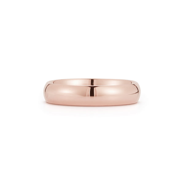 Rose Gold-3^Men's Wedding Bands: 5mm Mens Half Round Comfort Fit Wedding Ban in Rose Gold