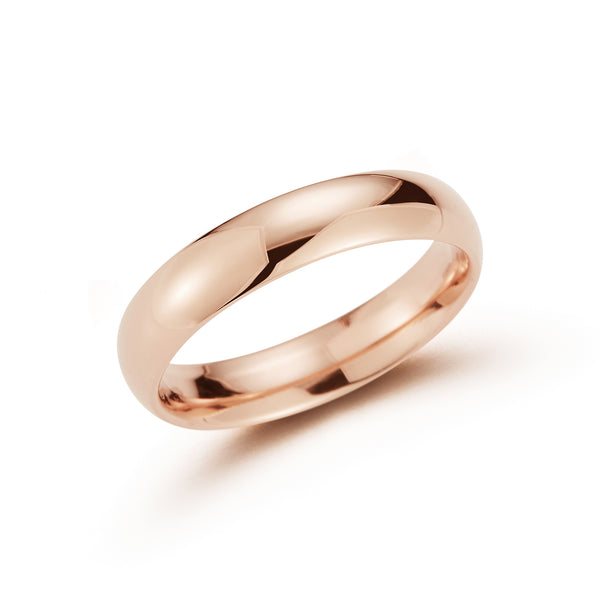 Rose Gold-1^Men's Wedding Bands: 5mm Mens Half Round Comfort Fit Wedding Ban in Rose Gold