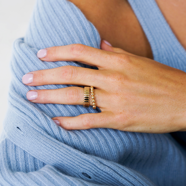 Yellow Gold^3-Gold Bands: Melody Eden Vertical Gold Bar Ring in Yellow Gold