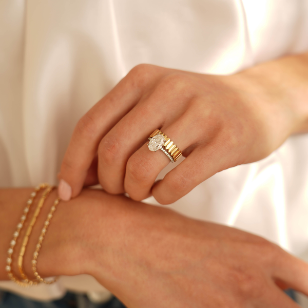 Yellow Gold^6-Gold Bands: Melody Eden Vertical Gold Bar Ring in Yellow Gold