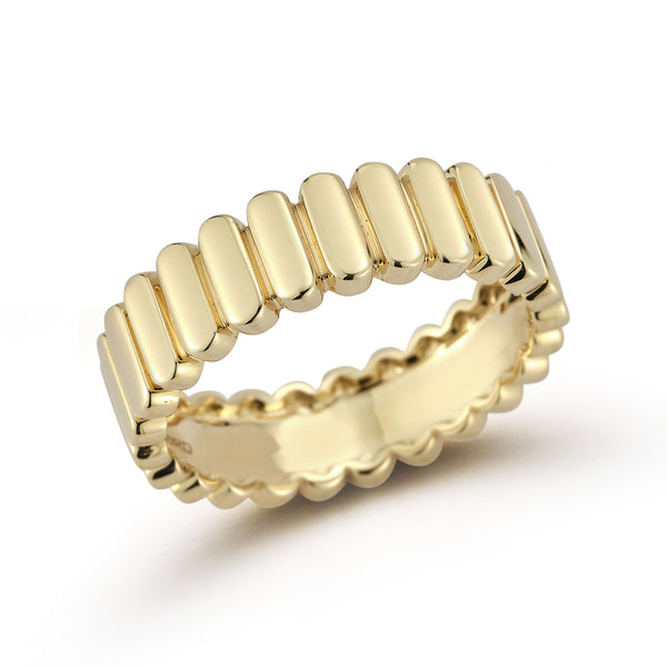 Yellow Gold^1-Gold Bands: Melody Eden Vertical Gold Bar Ring in Yellow Gold