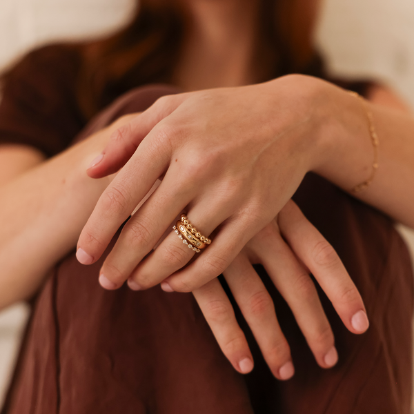 Yellow Gold-2^Stackable Rings: Alexa Jordyn Inlay Marquise Band in Yellow Gold