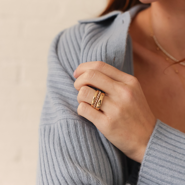 Rose Gold-2^Stackable Rings: Sophia Ryan Teardrop Stacking Ring in Rose Gold