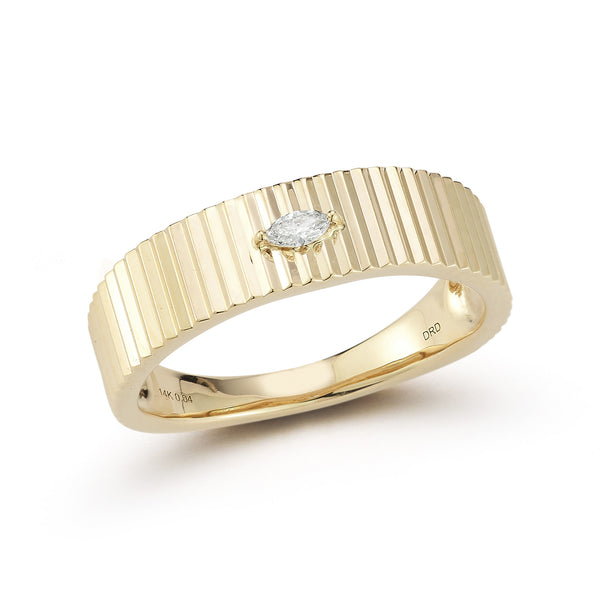 Yellow Gold-1^Designer Diamond Rings: Teddi Paige Fluted Marquise Ring in Yellow Gold