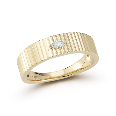 Yellow Gold-1^Designer Diamond Rings: Teddi Paige Fluted Marquise Ring in Yellow Gold