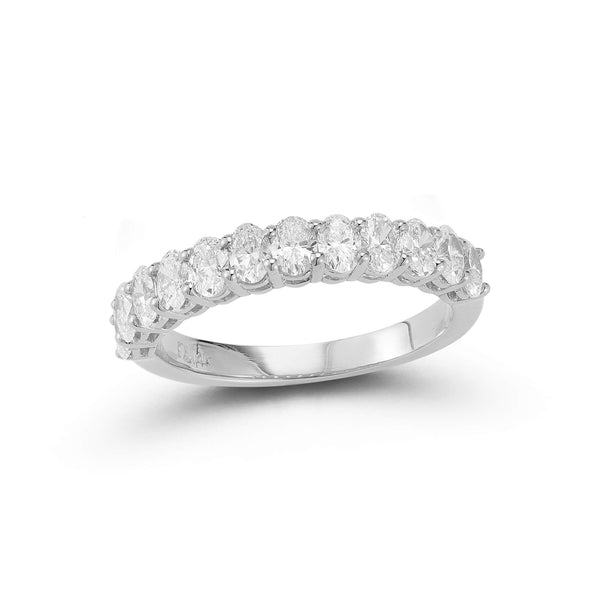 White Gold-1^Diamond Eternity Bands: DRD 0.10 Ct. Oval Diamond Halfway Ring in White Gold