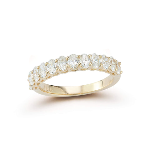 Yellow Gold-1^Diamond Eternity Bands: DRD 0.10 Ct. Oval Diamond Halfway Ring in Yellow Gold