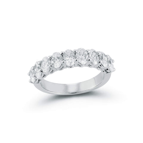 White Gold-1^Diamond Eternity Bands: DRD 0.20 Ct. Oval Diamond Halfway Ring in White Gold