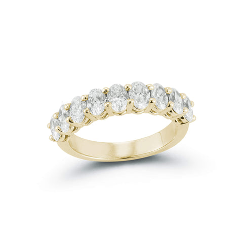 Yellow Gold-1^Diamond Eternity Bands: DRD 0.20 Ct. Oval Diamond Halfway Ring in Yellow Gold