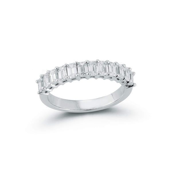 White Gold-1^Diamond Eternity Bands: DRD 0.10 Ct. Emerald Cut Diamond Halfway Ring in White Gold