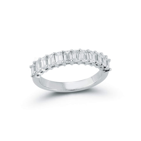 White Gold-1^Diamond Eternity Bands: DRD 0.10 Ct. Emerald Cut Diamond Halfway Ring in White Gold