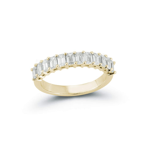 Yellow Gold-1^Diamond Eternity Bands: DRD 0.10 Ct. Emerald Cut Diamond Halfway Ring in Yellow Gold