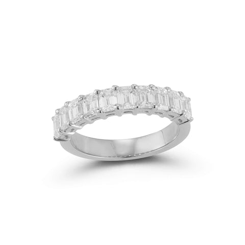 White Gold-1^Diamond Eternity Bands: DRD 0.20 Ct. Emerald Cut Diamond Halfway Ring in White Gold