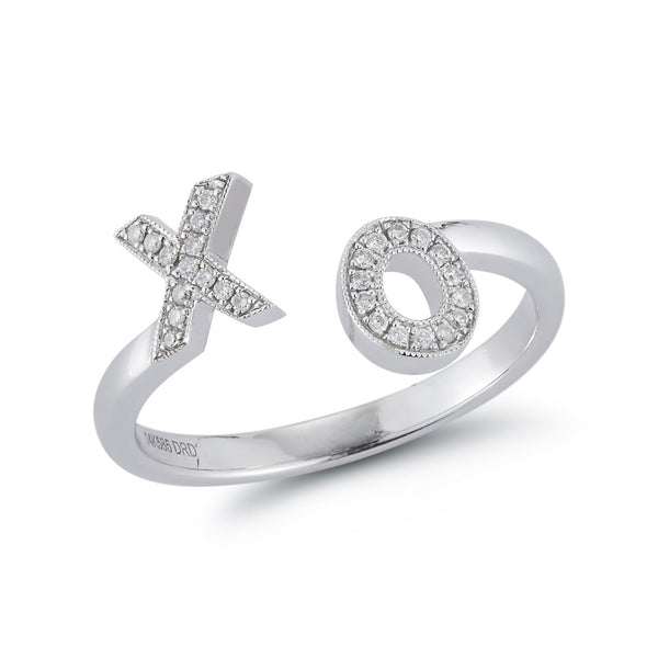 White Gold-1^Diamond Initial Rings: DRD Double Initial Diamond Ring In 14K White Gold