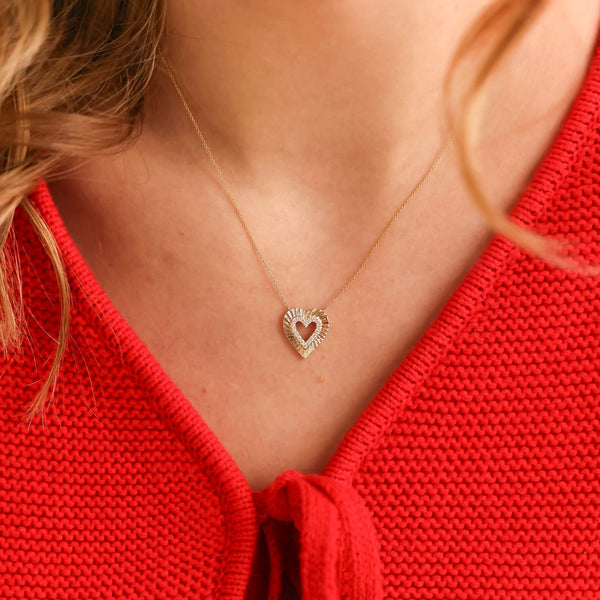 Rose Gold-2^Diamond Pendant Necklaces: Zoe Louise Spiral Heart Necklace in Rose Gold