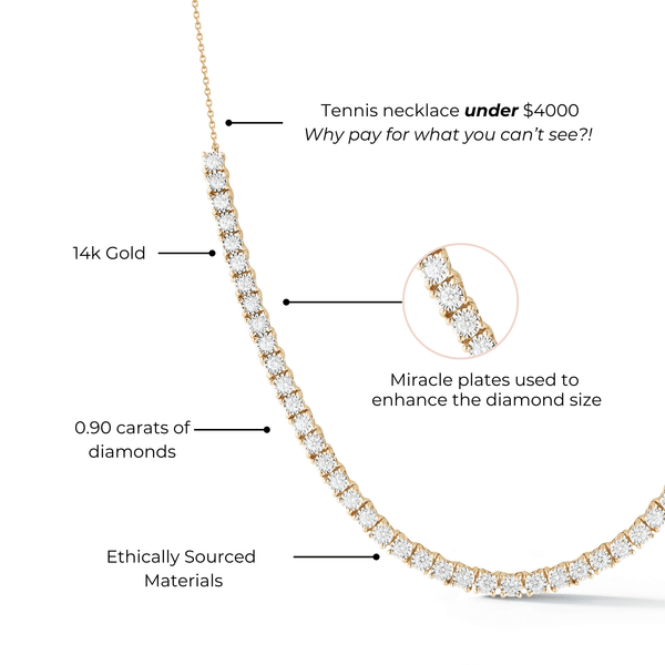 Rose Gold-3^Diamond Tennis Necklaces: Ava Bea Tennis Necklace in Rose Gold