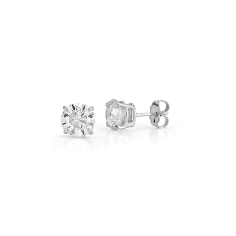 White Gold-1^Diamond Stud Earrings - DRD Diamond Solitaire Studs 3.00 Ct. Total Weight in White Gold