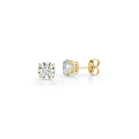 Yellow Gold-1^Diamond Stud Earrings - DRD Diamond Solitaire Studs 2.40 Ct. Total Weight in Yellow Gold