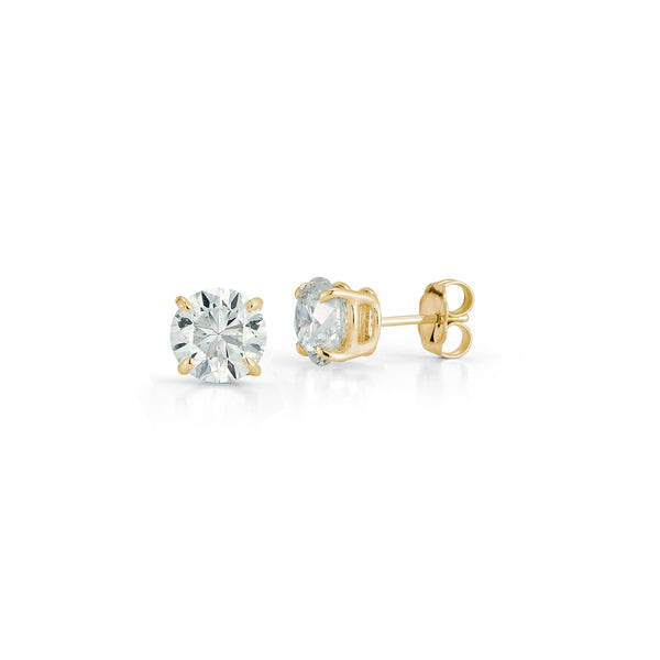 Yellow Gold-1^Diamond Stud Earrings - DRD Diamond Solitaire Studs 3.00 Ct. Total Weight in Yellow Gold