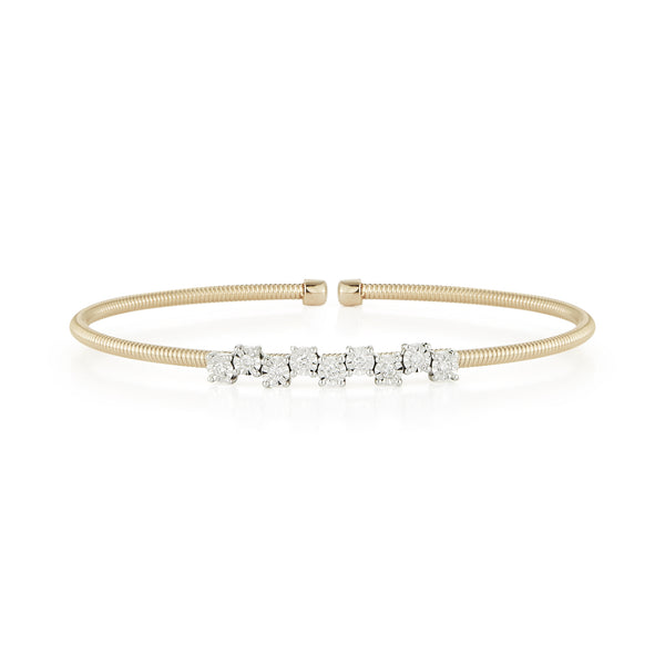 Yellow Gold-1^Diamond Cuff Bracelets: Ava Bea Zig Zag Flexi Cuff in Yellow Gold