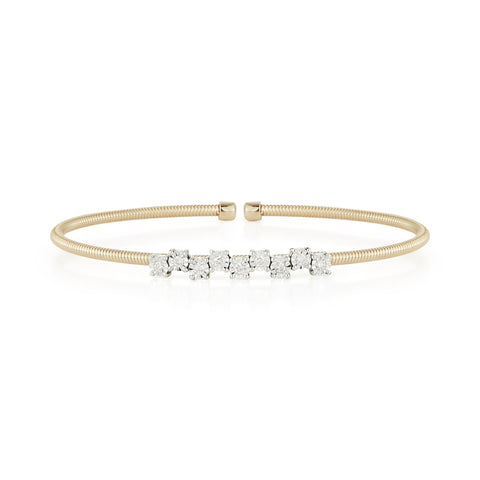 Yellow Gold-1^Diamond Cuff Bracelets: Ava Bea Zig Zag Flexi Cuff in Yellow Gold