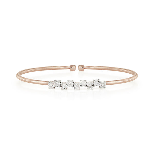 Rose Gold-1^Diamond Cuff Bracelets: Ava Bea Zig Zag Flexi Cuff in Rose Gold