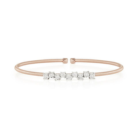 Rose Gold-1^Diamond Cuff Bracelets: Ava Bea Zig Zag Flexi Cuff in Rose Gold