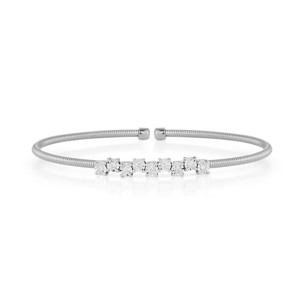 White Gold-1^Diamond Cuff Bracelets: Ava Bea Zig Zag Flexi Cuff in White Gold