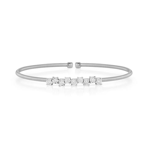 White Gold-1^Diamond Cuff Bracelets: Ava Bea Zig Zag Flexi Cuff in White Gold