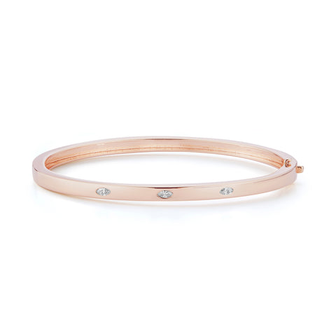 Rose Gold-1^Diamond Cuff Bracelets: Alexa Jordyn Inlay Marquise Bracelet in Rose Gold