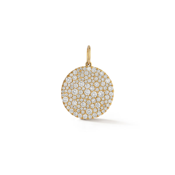 Yellow Gold-1^Designer Diamond Necklaces: Lauren Joy Large Disc Charm in Yellow Gold