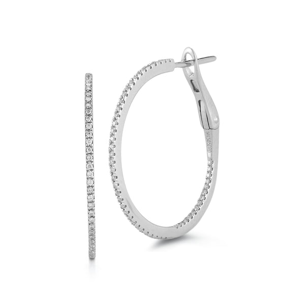 White Gold-1^White Gold Diamond Hoops: DRD Medium Hoops