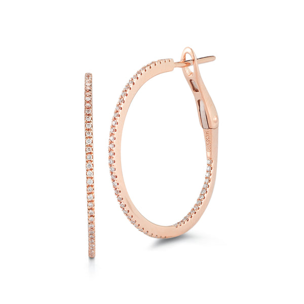 Rose Gold-1^Rose Gold Diamond Hoops: DRD Medium Hoops