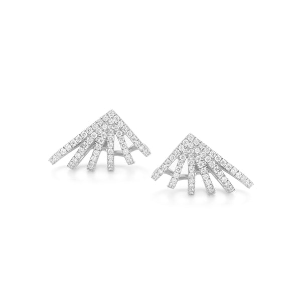 White Gold-1^Designer Stud Earrings: Sarah Leah Six Burst Studs in White Gold