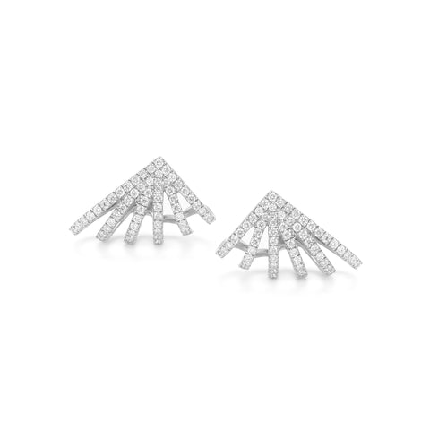 White Gold-1^Designer Stud Earrings: Sarah Leah Six Burst Studs in White Gold