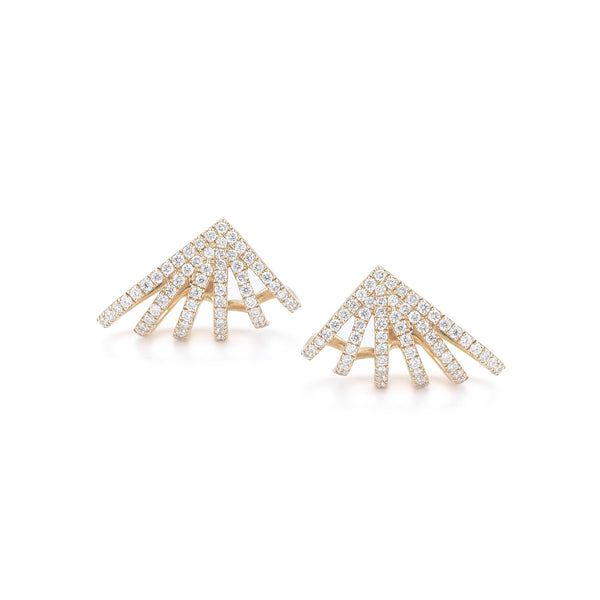 Yellow Gold-1^Designer Stud Earrings: Sarah Leah Six Burst Studs in Yellow Gold