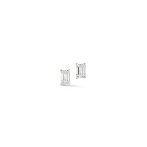 Yellow Gold -1^Diamond Stud Earrings: DRD Emerald Cut Diamond Studs 1.00 Ct. Total Weight in Yellow Gold