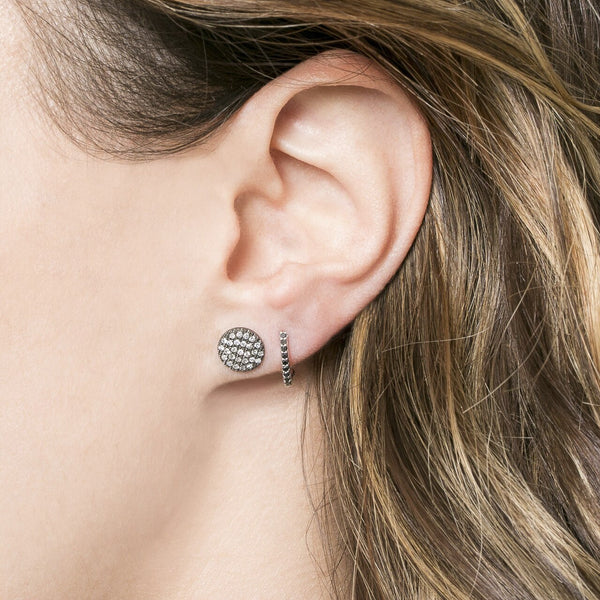 Black Rhodium-2^Designer Stud Earrings: Lauren Joy Medium Disc Studs in Black Rhodium